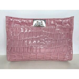Barbie Pink Faux Alligator Leather Clutch